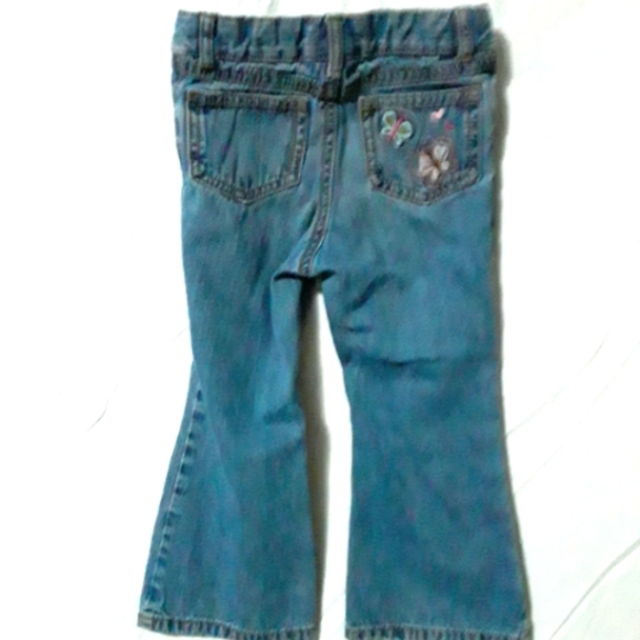 Carter's 3T denim jeans with butterflies on front and back pockets. - Picture 3 of 5